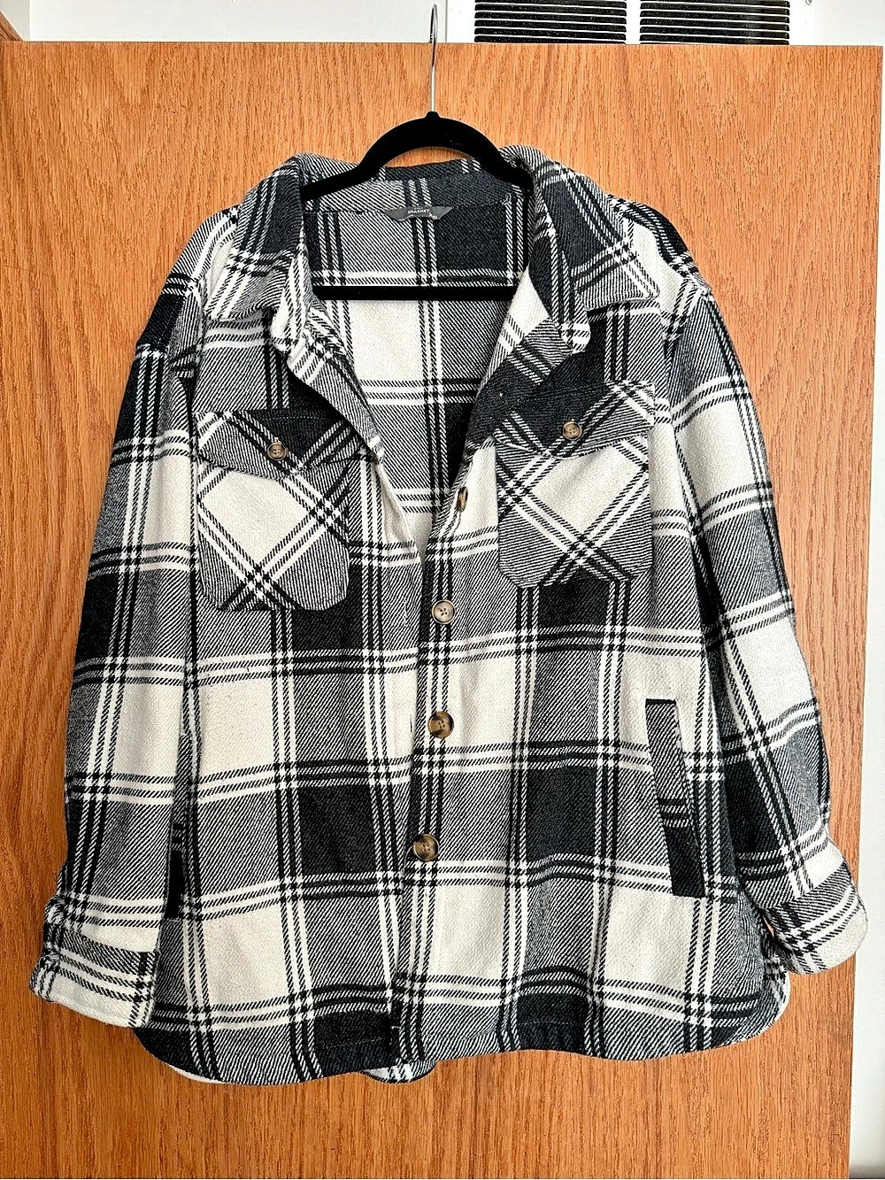 Member's Mark Plaid Shacket Black & White XXL